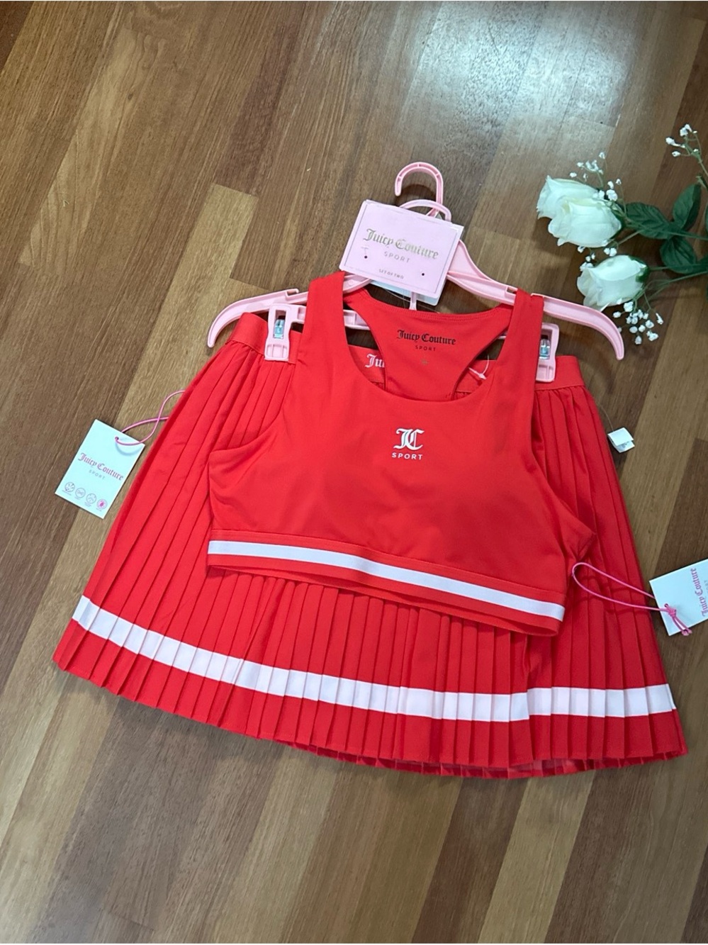 Size large - Juicy Couture Sport Red Pleated Tennis Set
